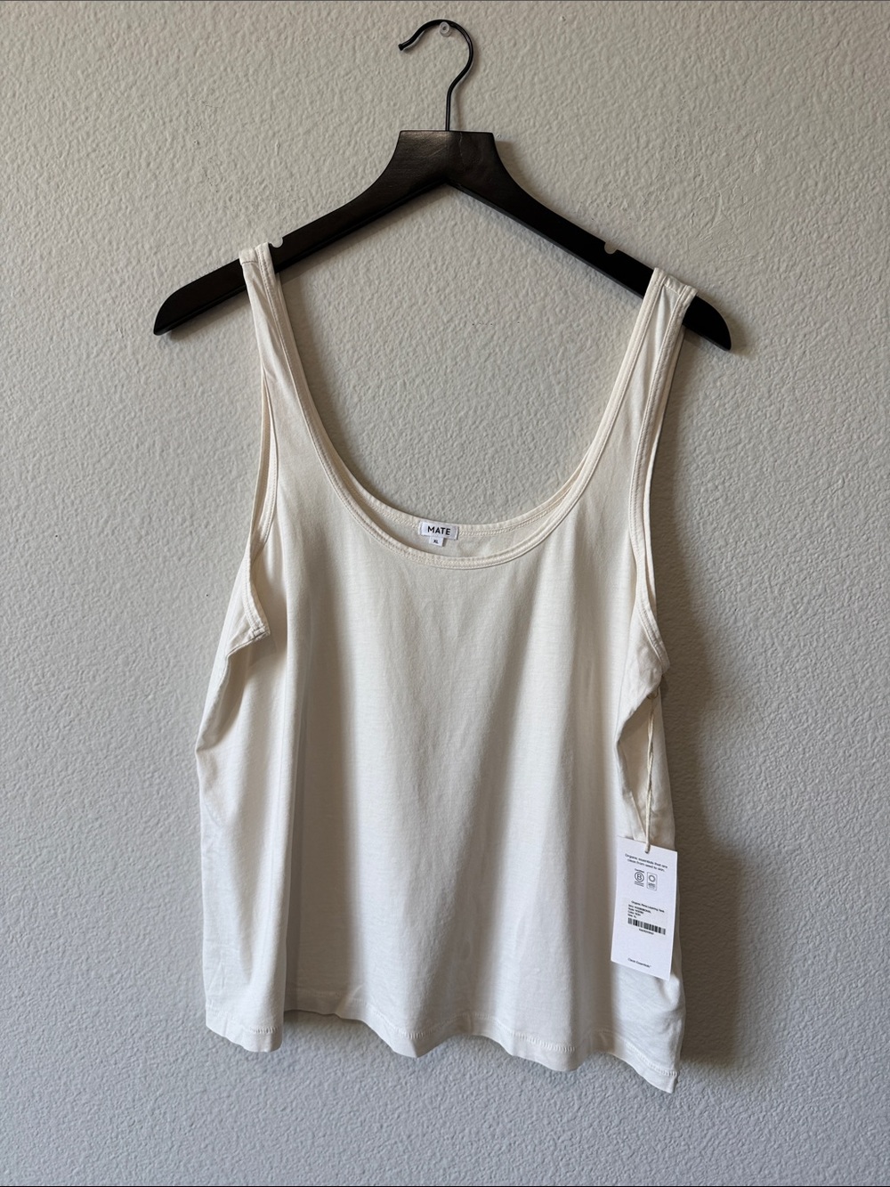 MATE the Label Scoop Neck Tank Top - Ivory Organic Pima Layering Tank in Bon